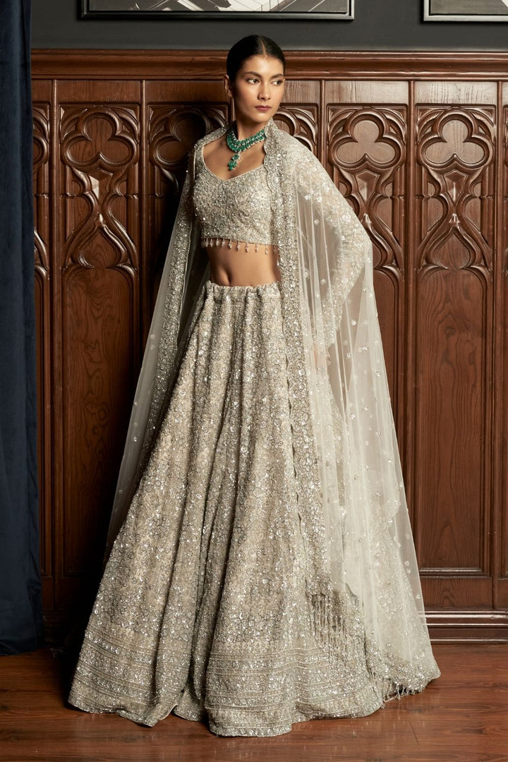 Grey Bridal Lehenga Set