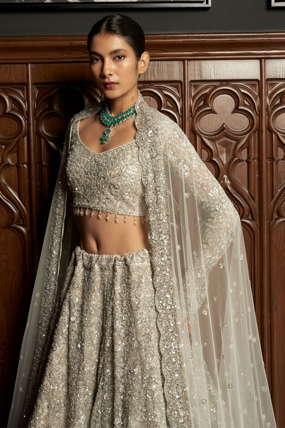Grey Bridal Lehenga Set
