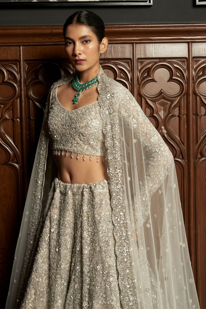 Grey Bridal Lehenga Set