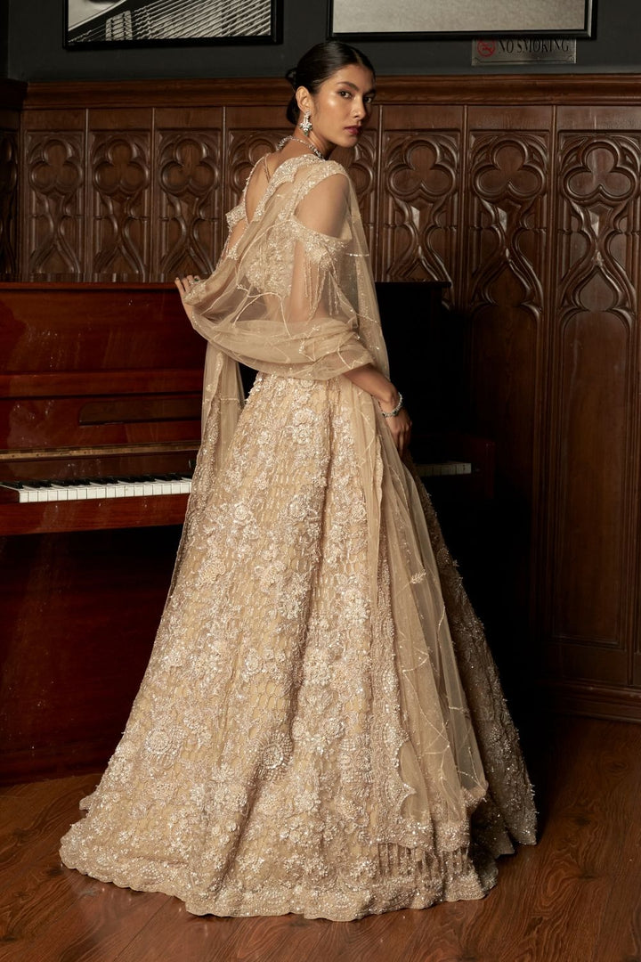Beige 3D Lehenga Set