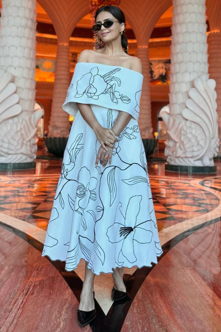 Roshni Chopra in Vero dress with Embroidered Wrap