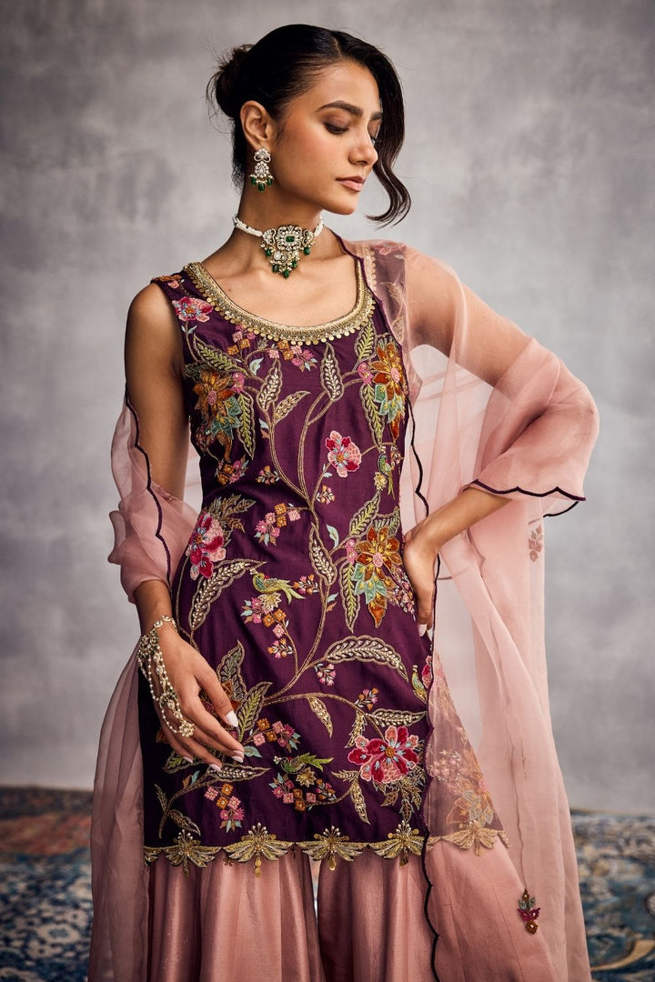Dark Purple Sharara Set