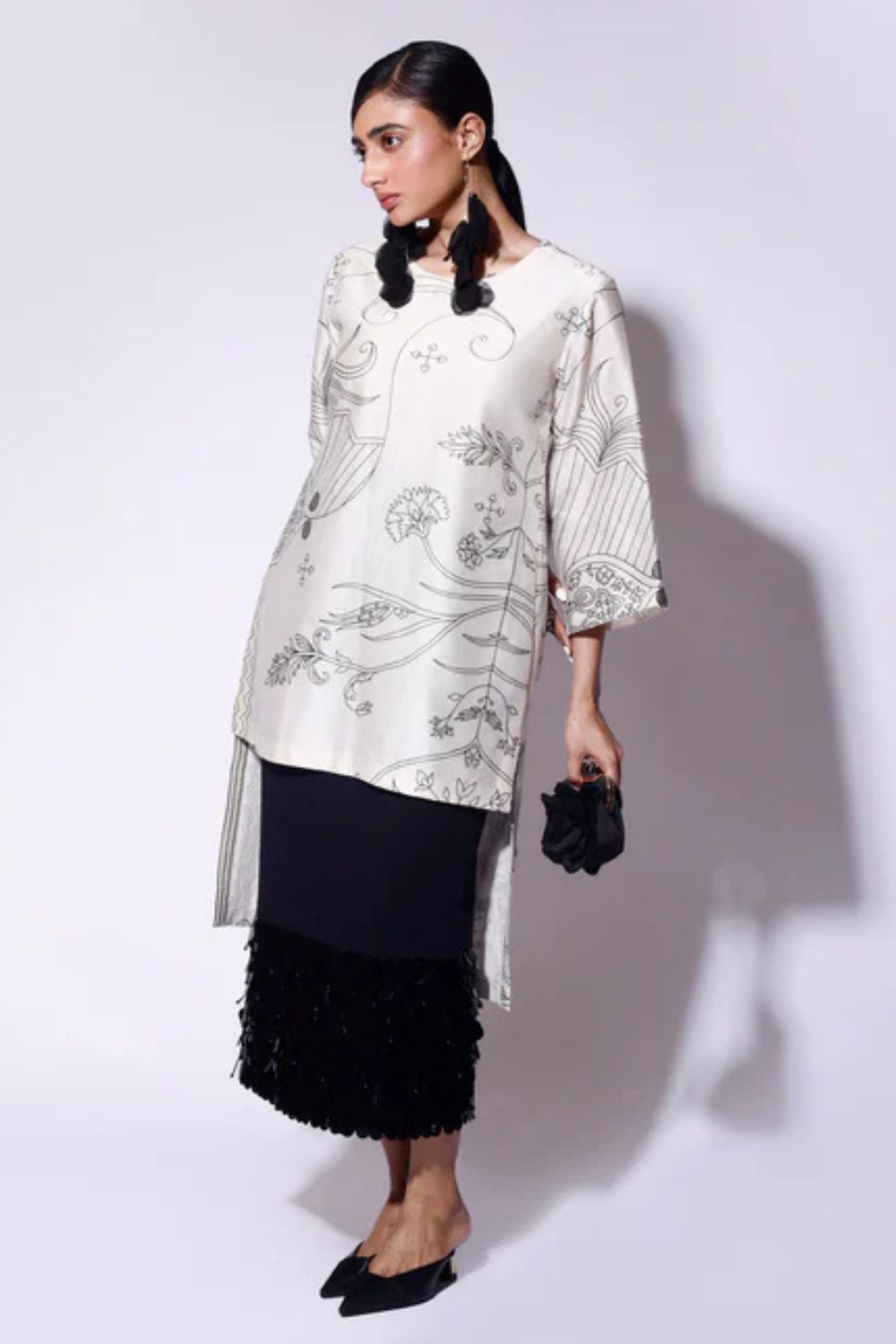 Black Paisley Chanderi Top