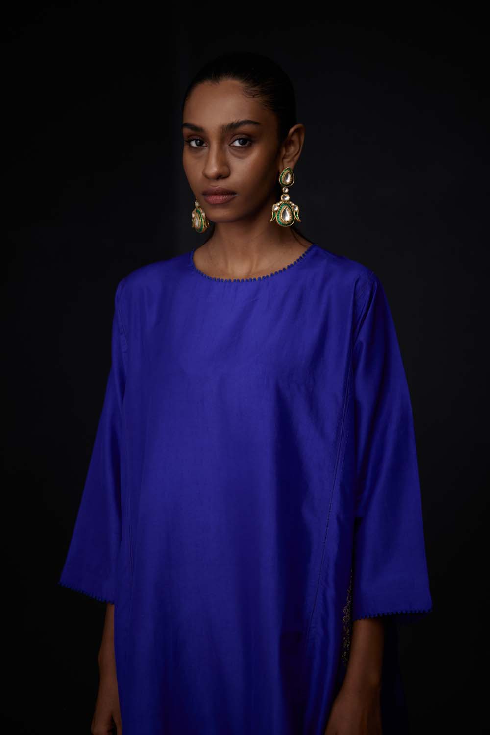 Embroidered Tunic & Trouser Set - Persian Blue