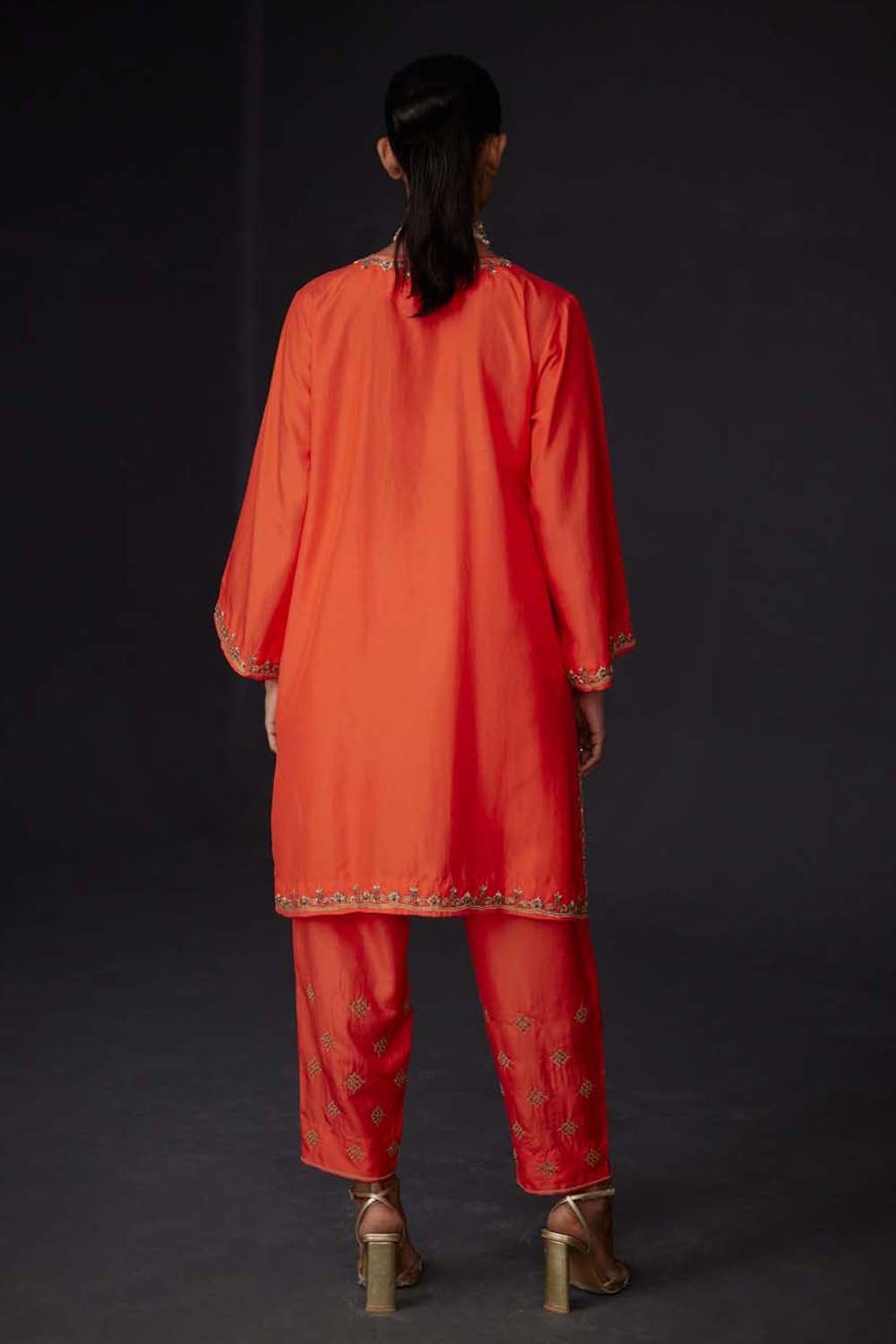 Embroidered Tunic & Trouser Set - Scarlet Red