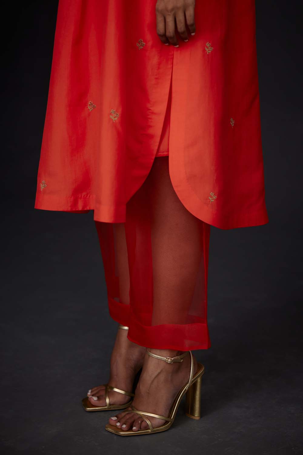 Embroidered Tunic & Trouser Set - Scarlet Red