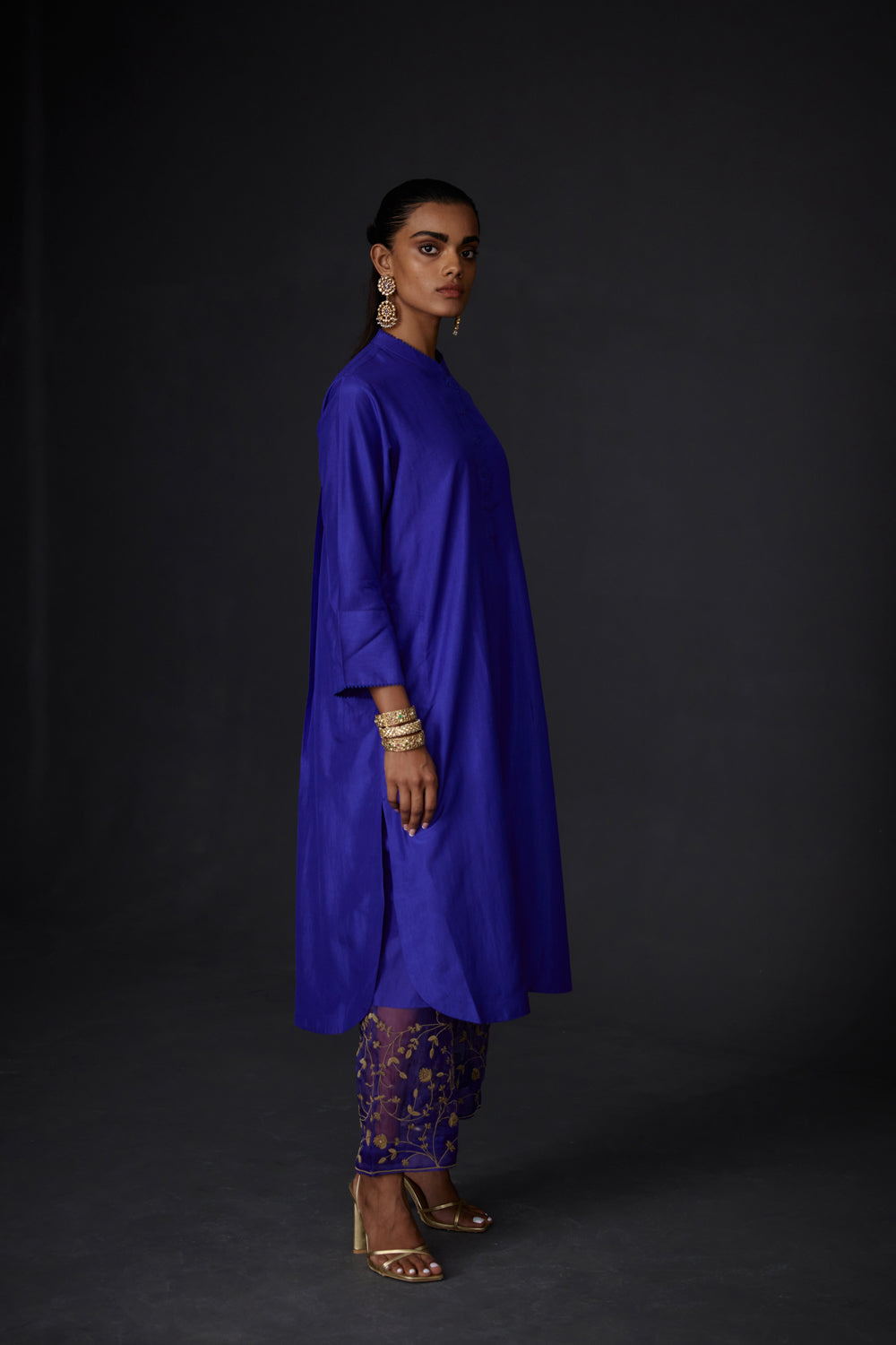 Persian Blue Embroidered Tunic & Trouser Set