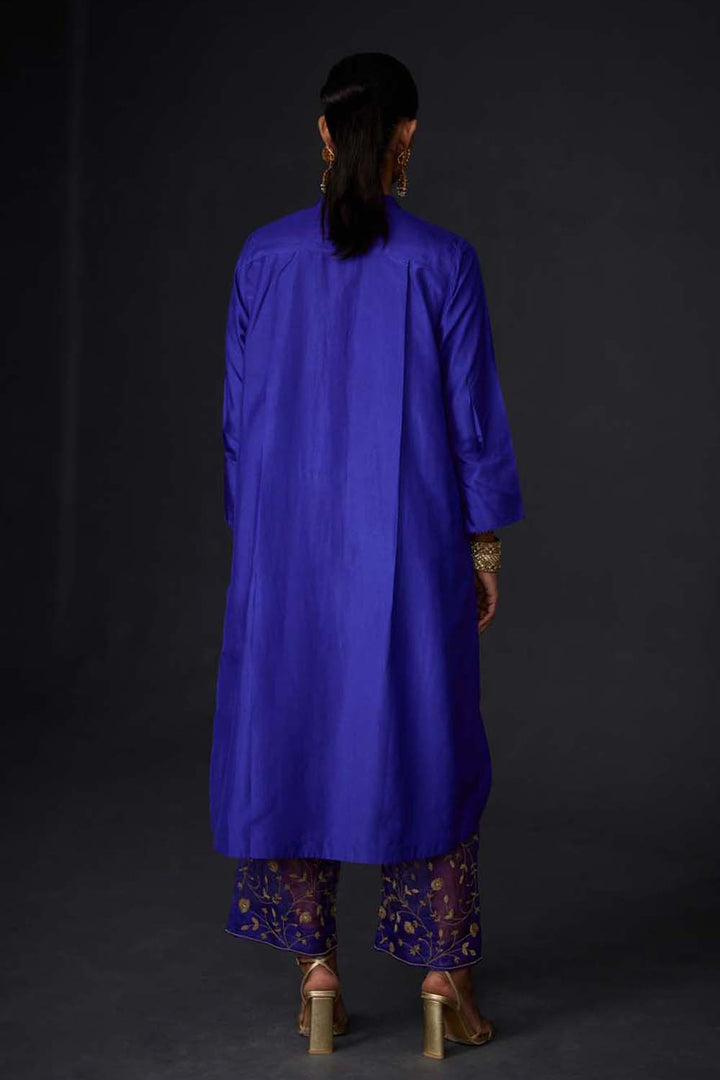 Embroidered Tunic & Trouser Set - Persian Blue