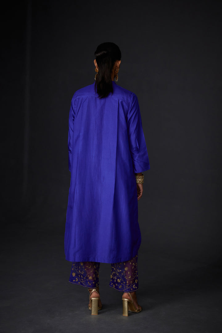 Persian Blue Embroidered Tunic & Trouser Set