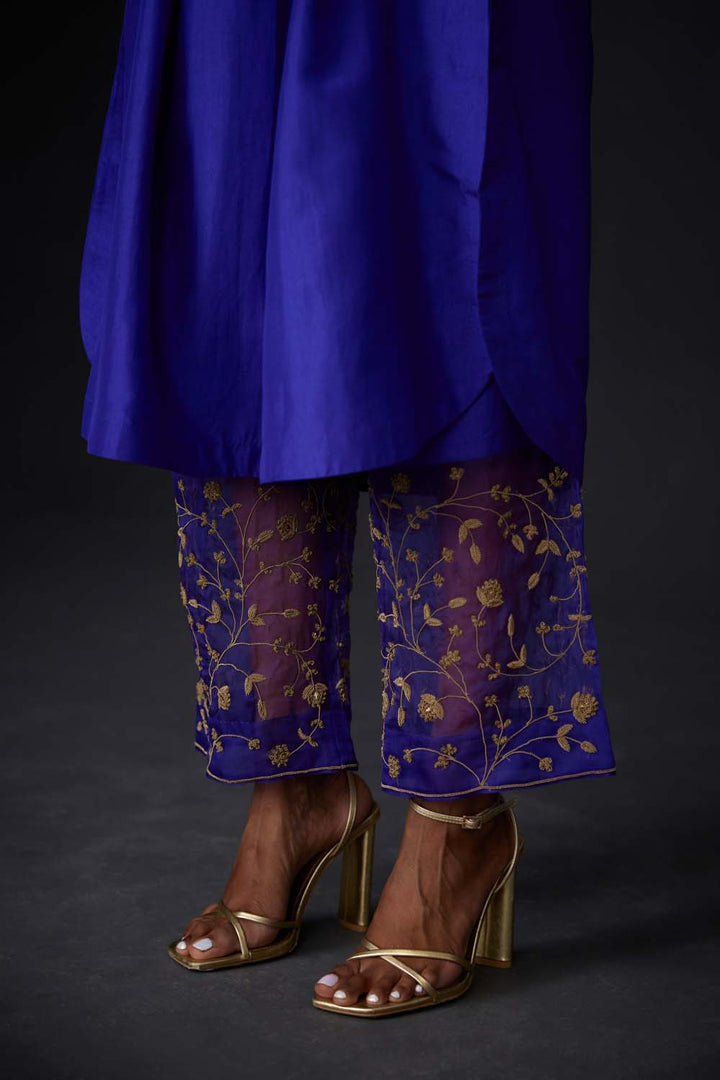 Embroidered Tunic & Trouser Set - Persian Blue