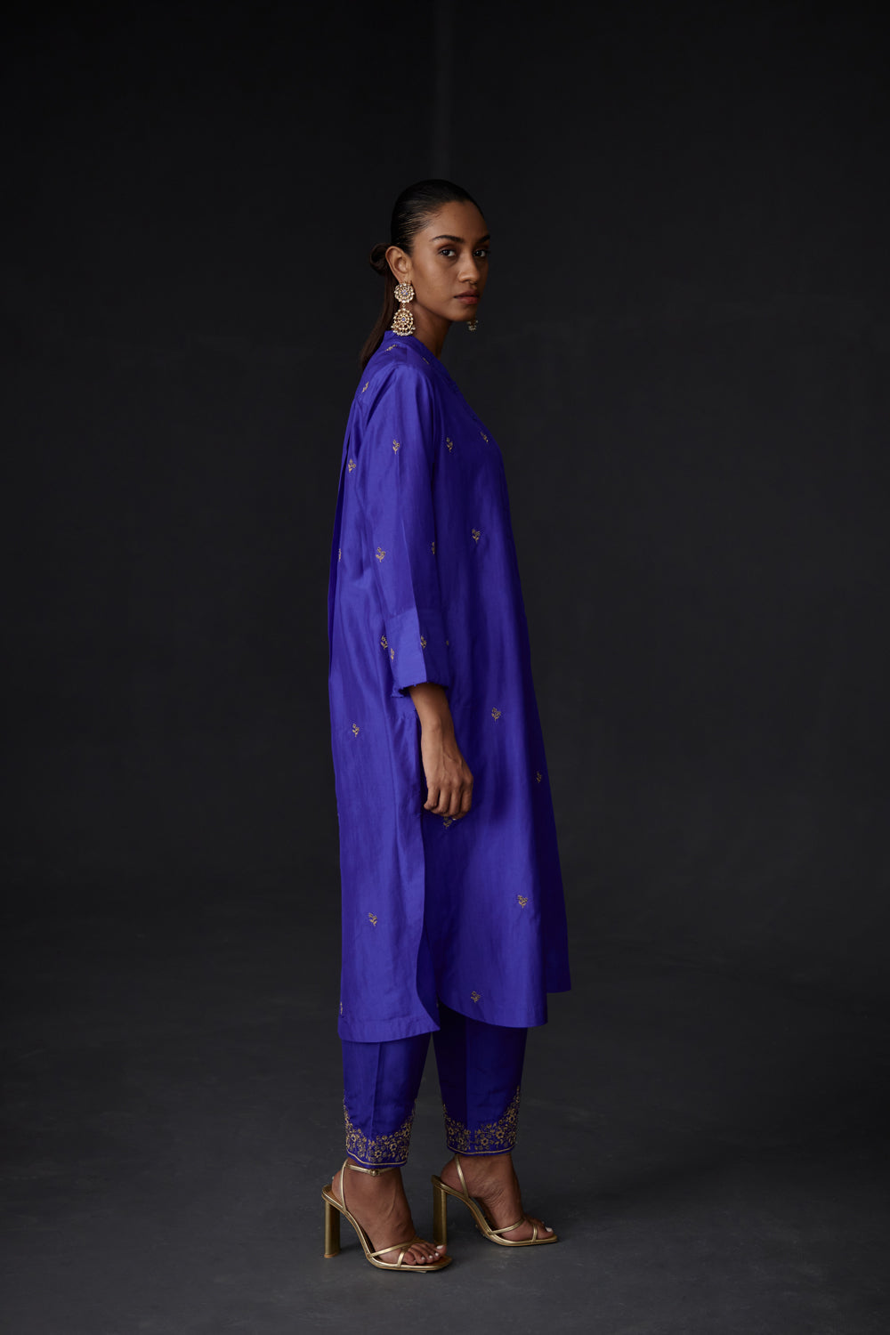 Persian Blue Embroidered Tunic & Trouser Set