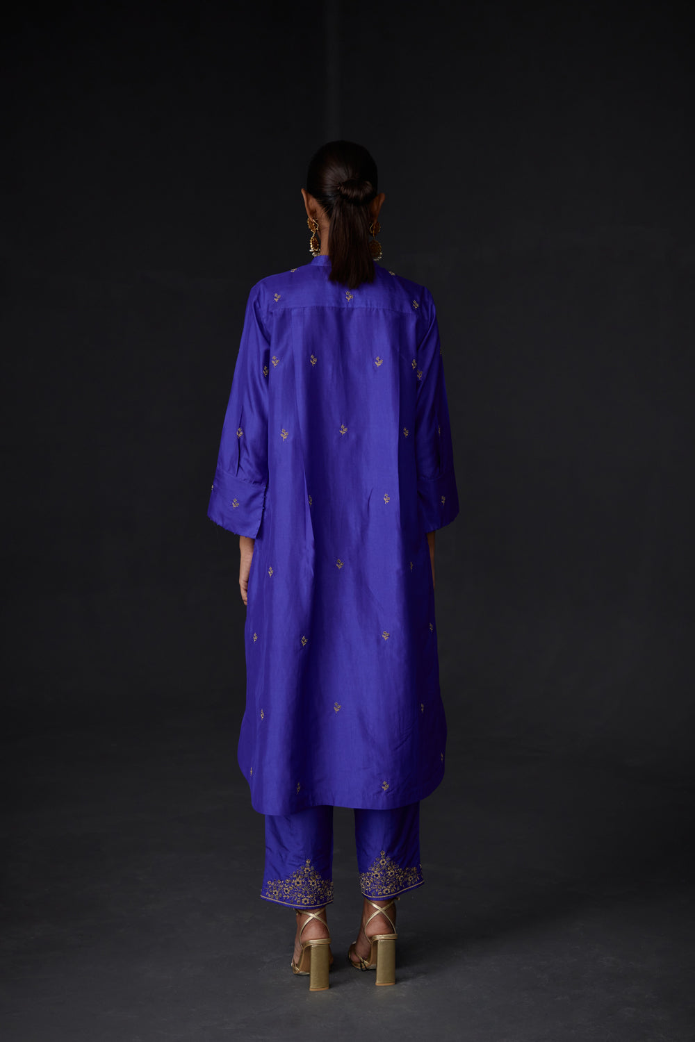 Persian Blue Embroidered Tunic & Trouser Set