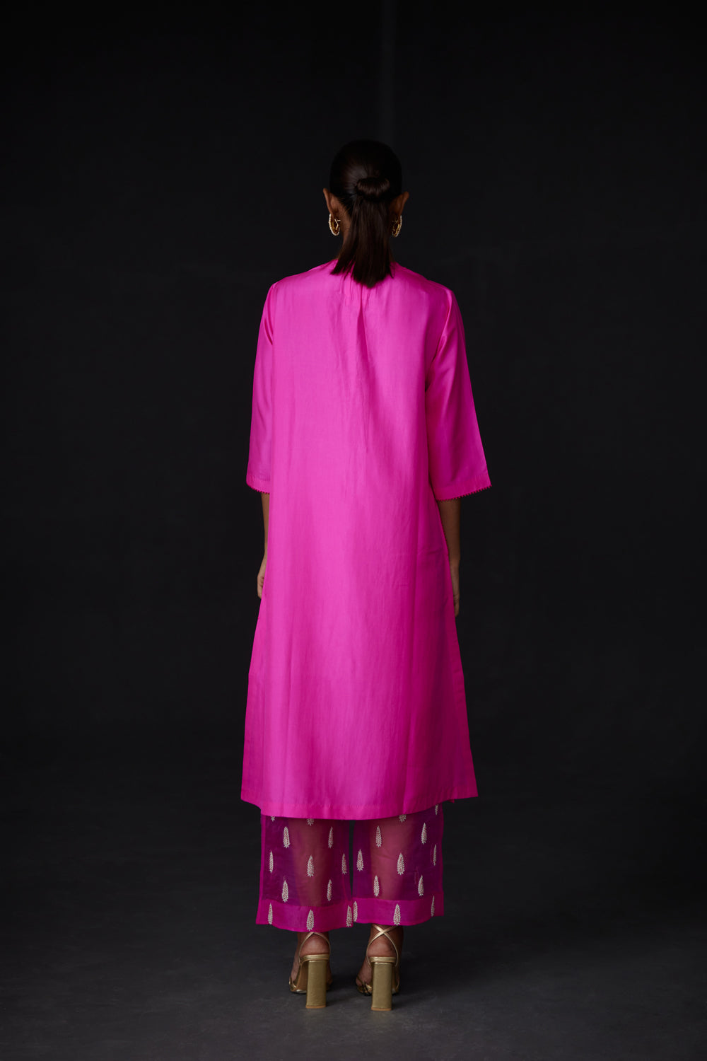 Hot Pink Embroidered Tunic & Trouser Set