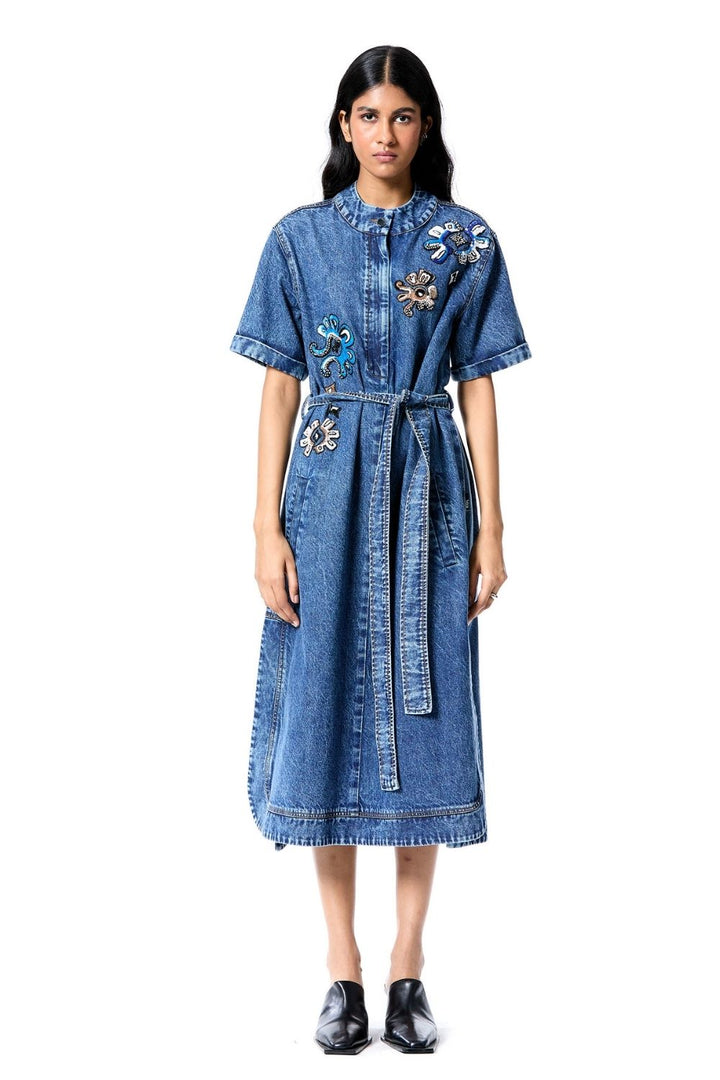 Neo Glow Denim Dress