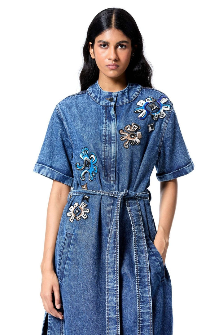Neo Glow Denim Dress