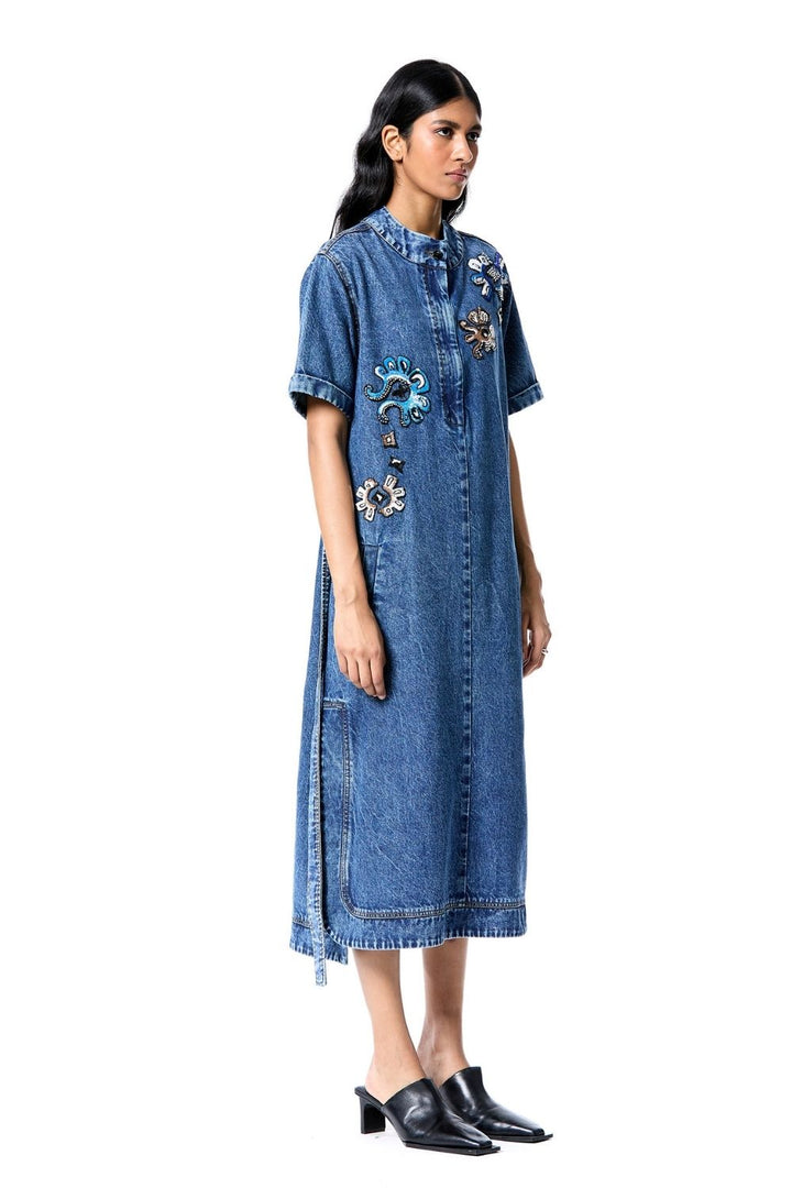 Neo Glow Denim Dress