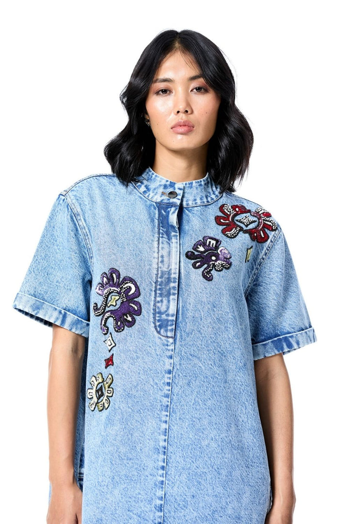Neo Glow Denim Dress