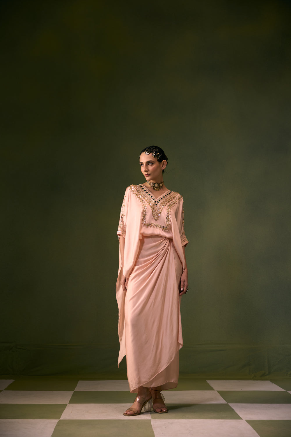 Nexa Tea Rose Antifit Top with Wrap Skirt