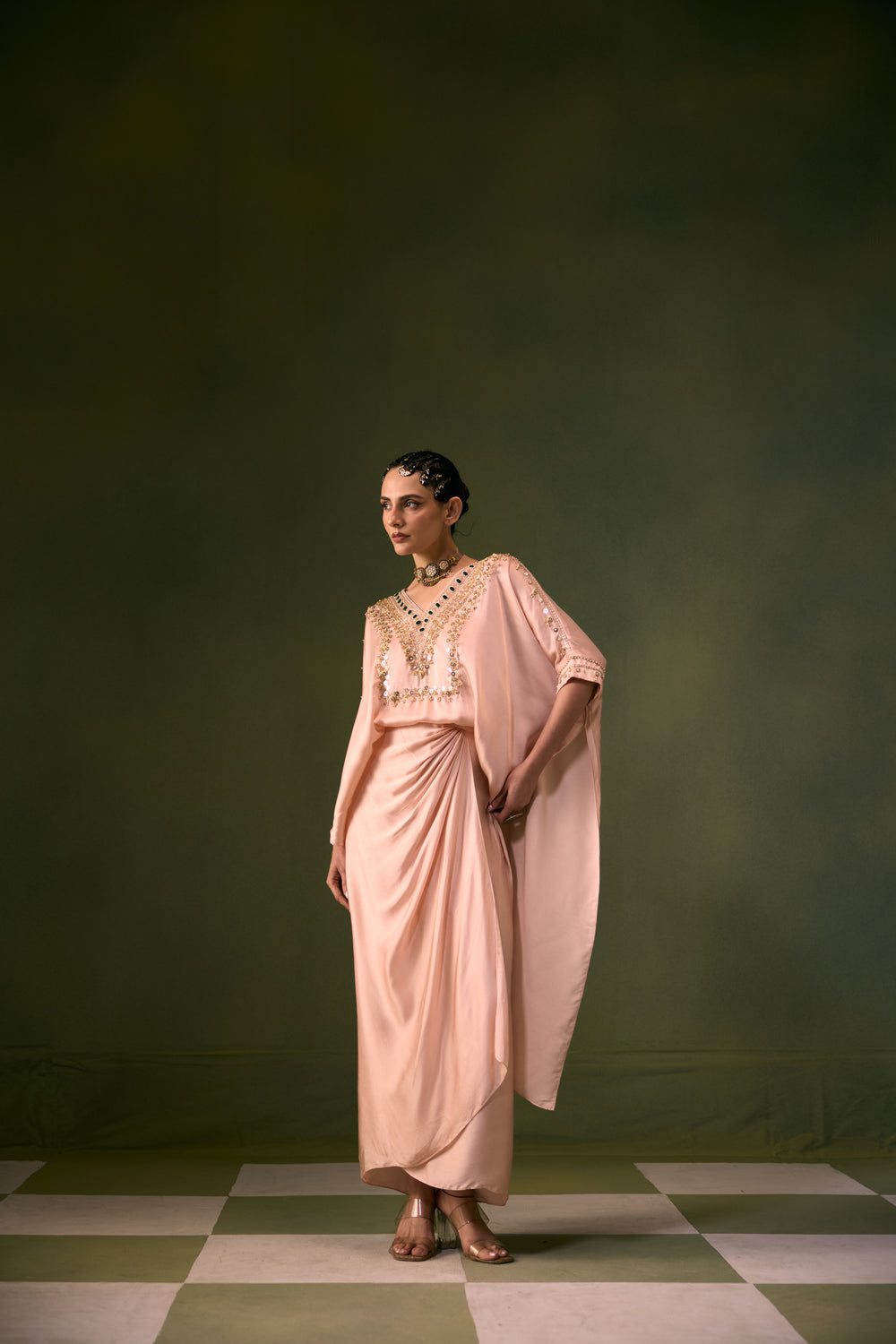 Nexa Tea Rose Antifit Top with Wrap Skirt