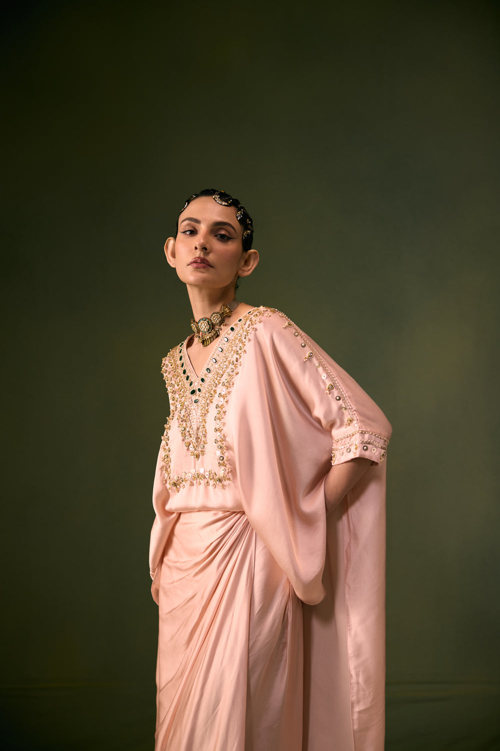 Nexa Tea Rose Antifit Top with Wrap Skirt