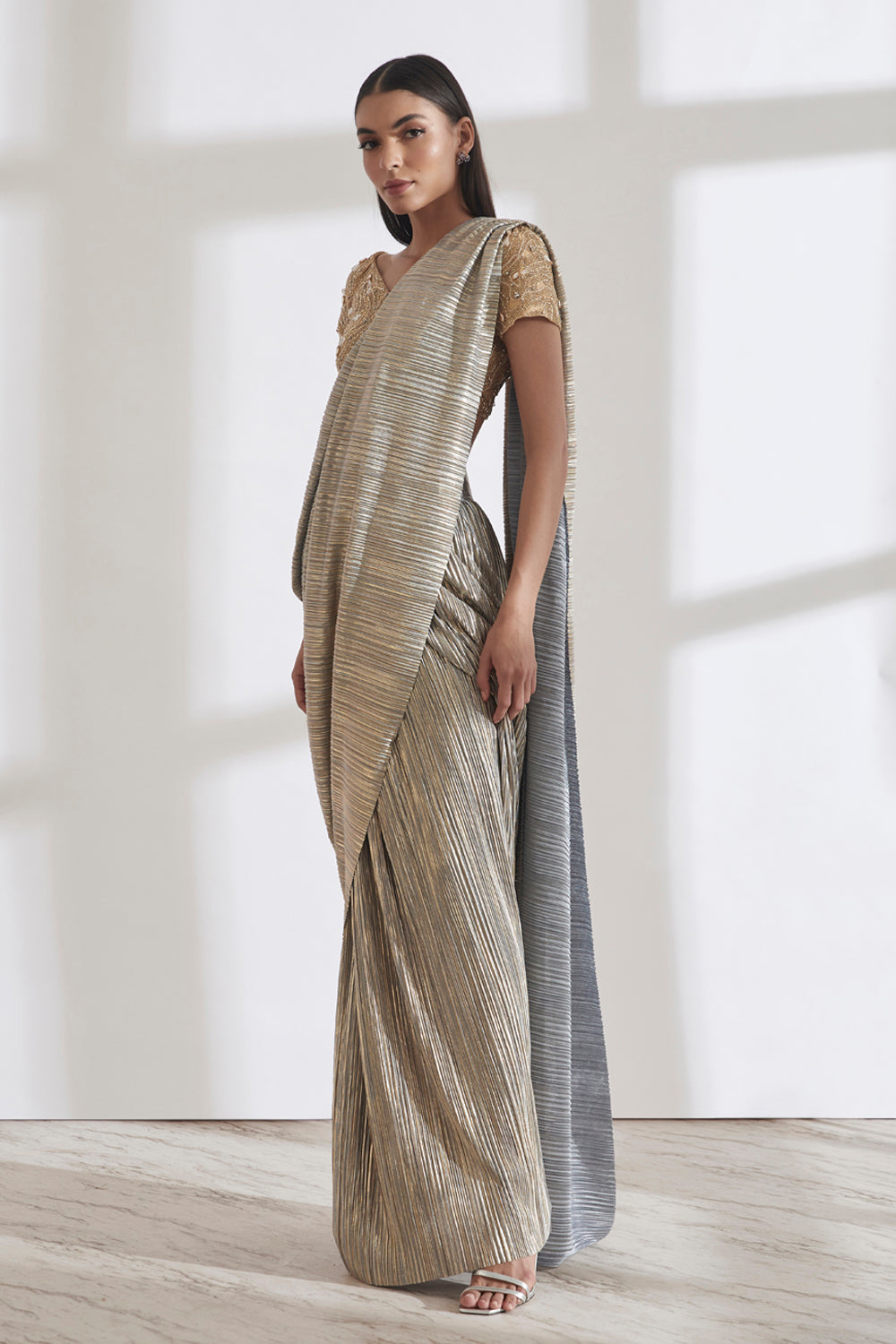 Metallic 2.0 Sari with  River Flow Nikki Blouse