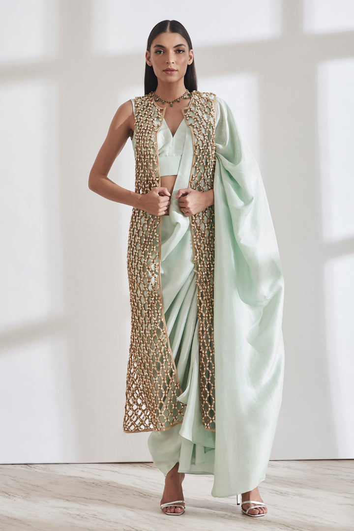 Masai Godet Sari with Vik Blouse & Honeycomb Jacket