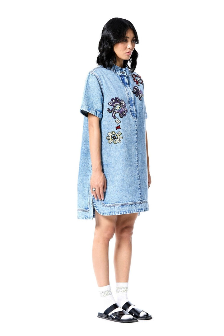 Neo Glow Denim Dress