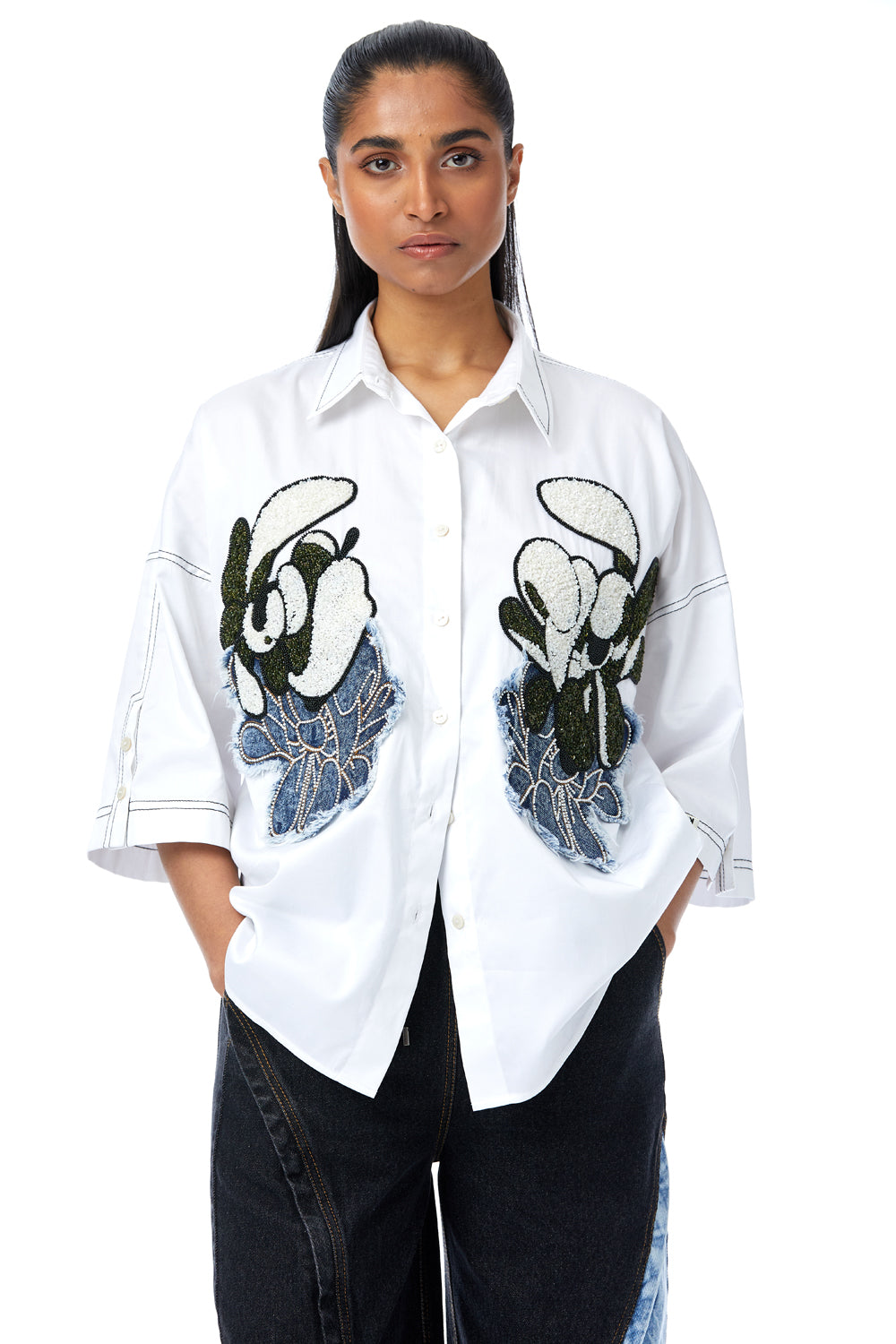 'Warped Vine' Dual Embellished Shirt