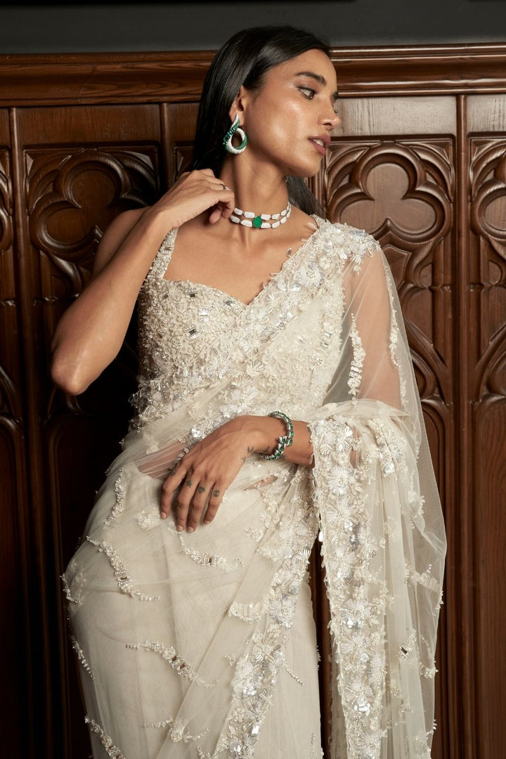 Grey Cape-Saree Set