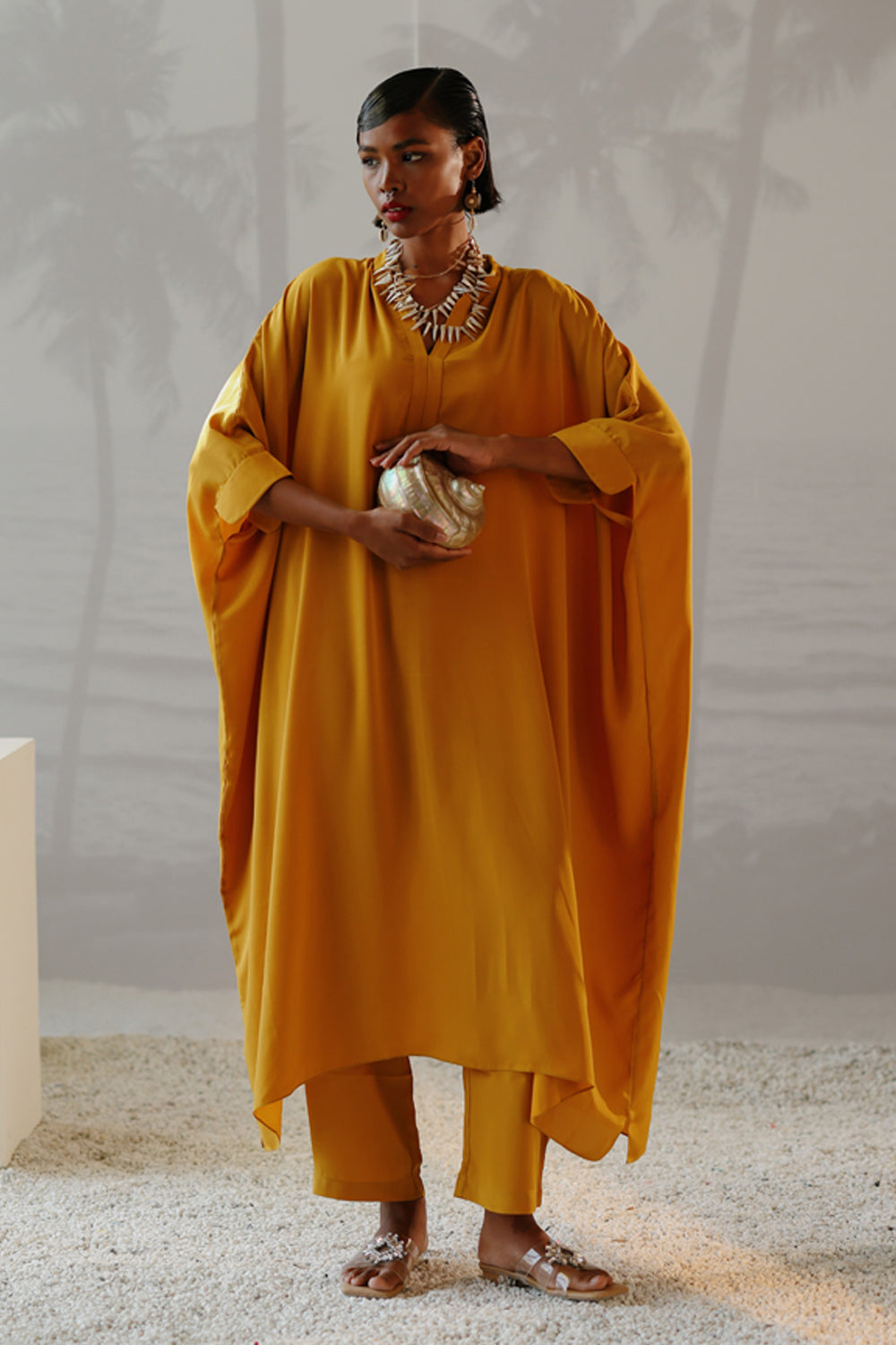 Long Amber Kaftan Set