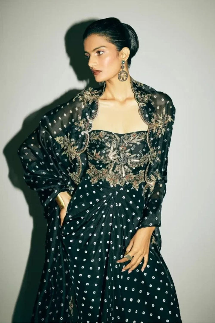 “Solene” Dress with “Venetia” Cape