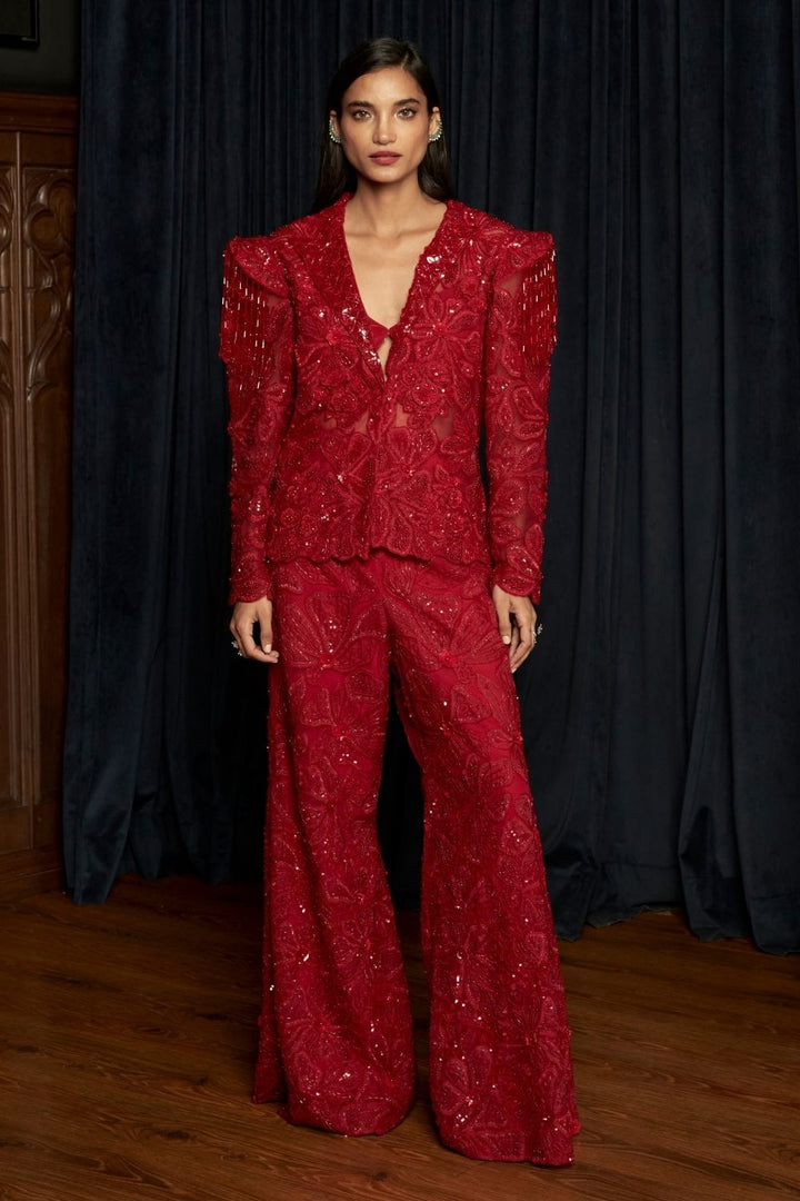 Red Jacket Pant Set