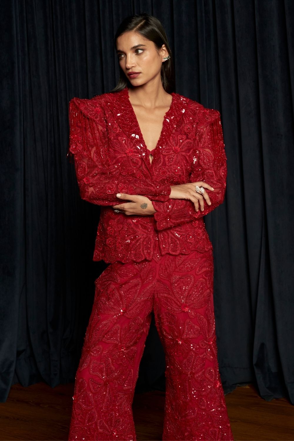 Red Jacket Pant Set