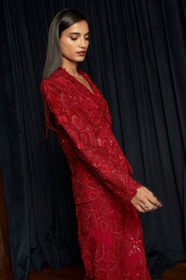Red Jacket Pant Set