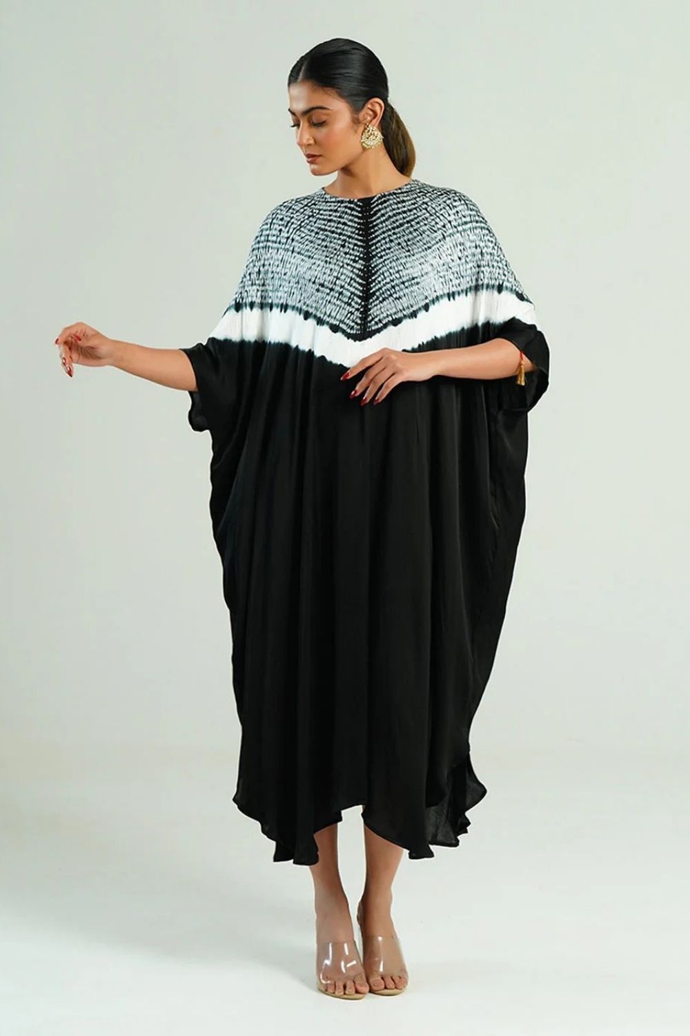 Kaftan Shibori - Scarlet Red / Ivory