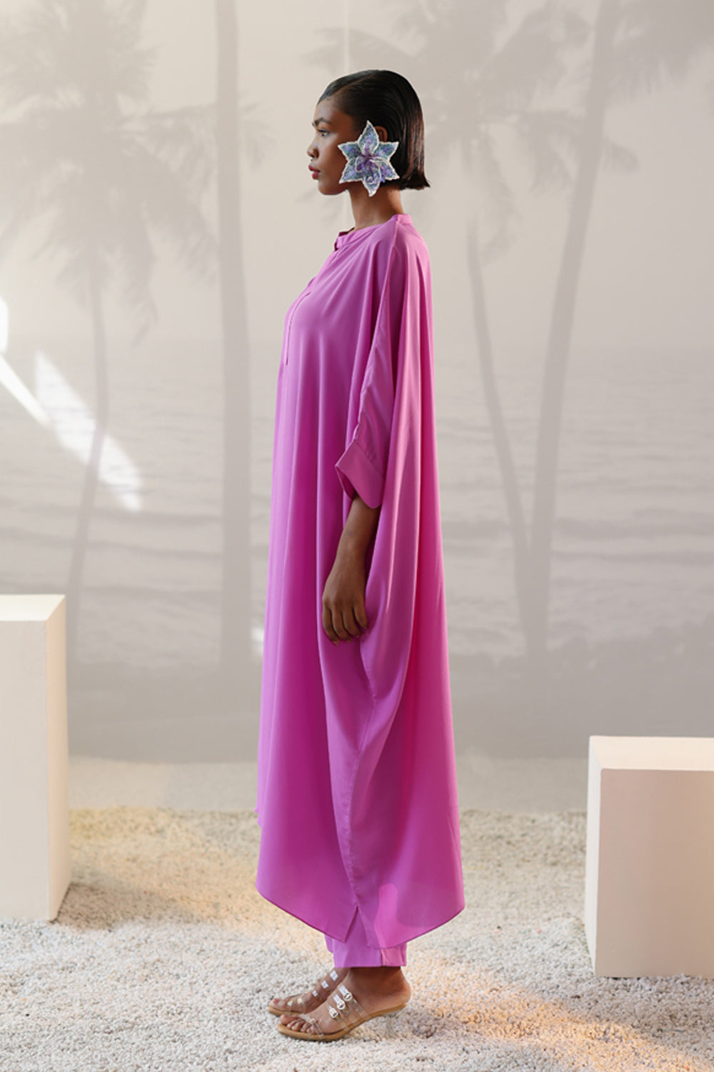 Long Purple Kaftan Set