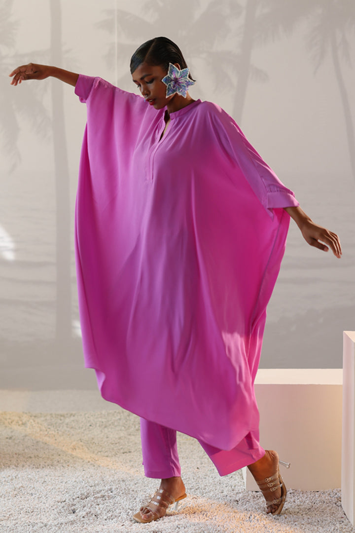 Long Purple Kaftan Set