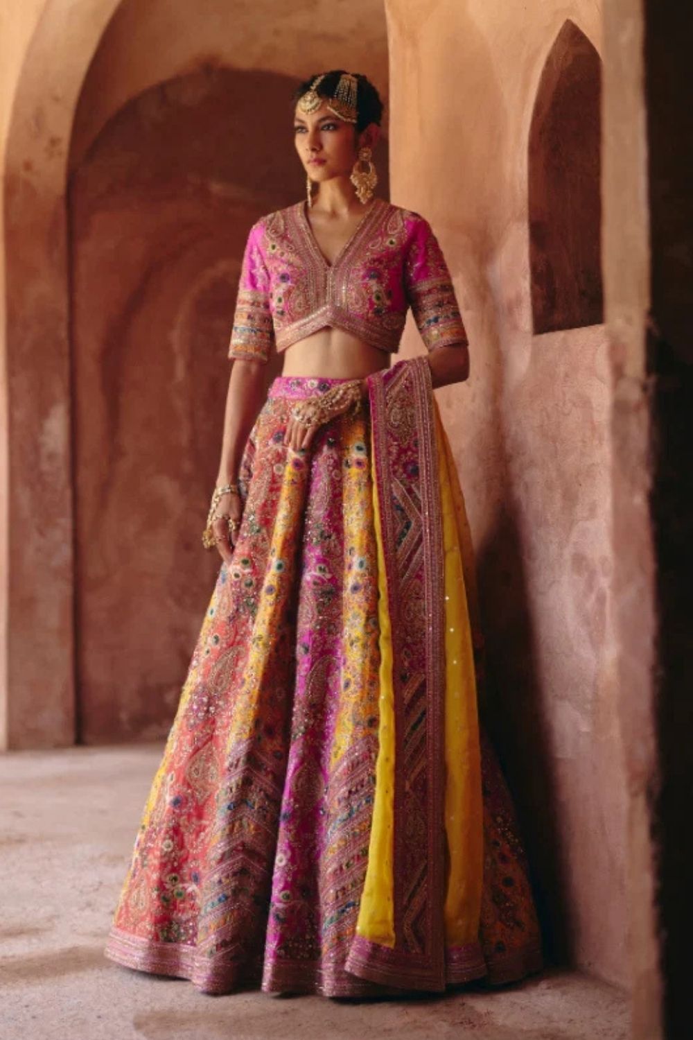 Gulrez Multi-Coloured Lehenga With Dupatta