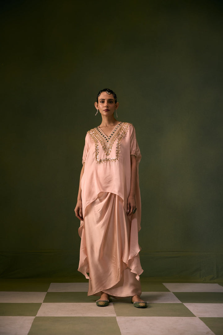 Tea Rose Antifit Asymmetric Top with Wrap Skirt