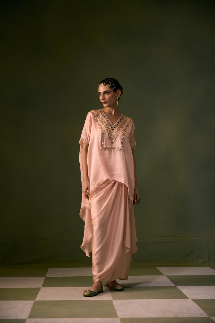 Tea Rose Antifit Asymmetric Top with Wrap Skirt
