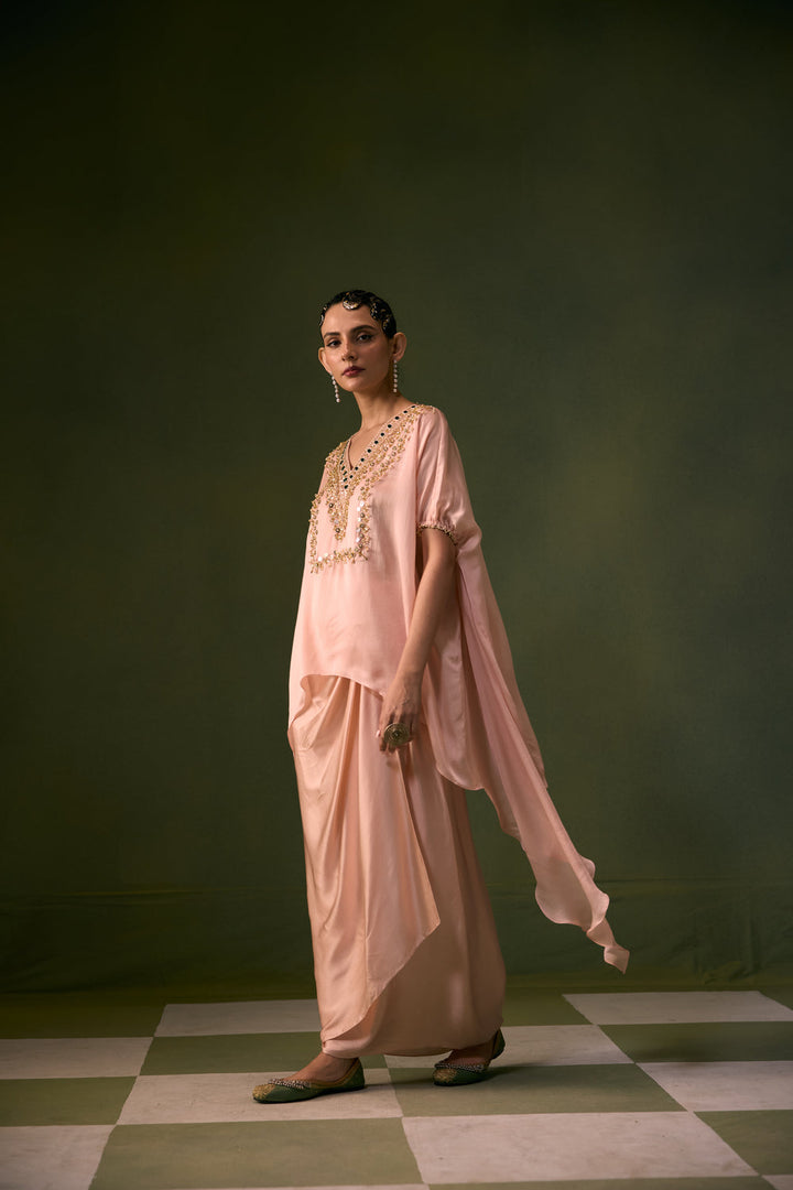 Tea Rose Antifit Asymmetric Top with Wrap Skirt