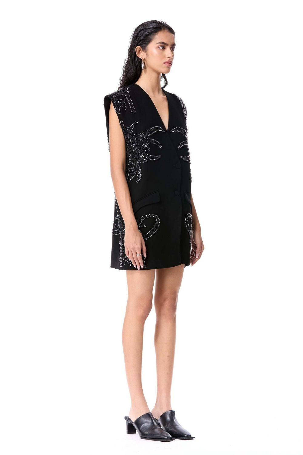 Fiery Bloom Sleeveless Blazer Dress