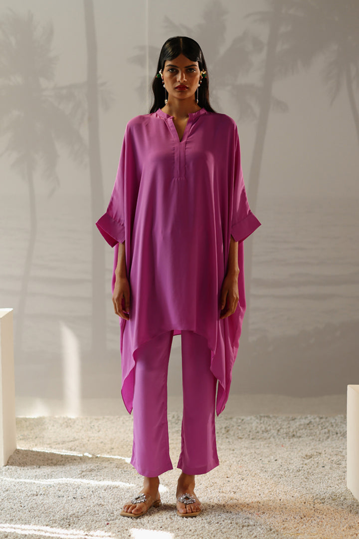 Short Purple Kaftan Set