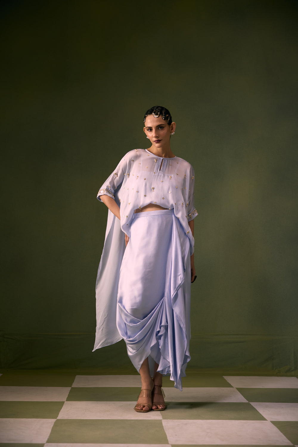 Nexa Ice Blue Antifit Top with Wrap Skirt