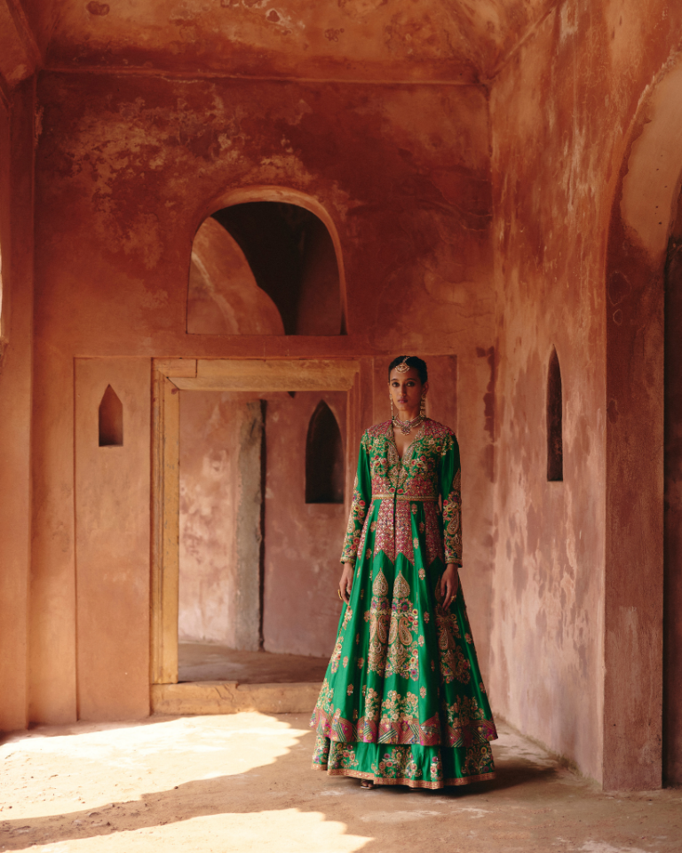 Gulrez Double Layered Kalidar With Organza Dupatta