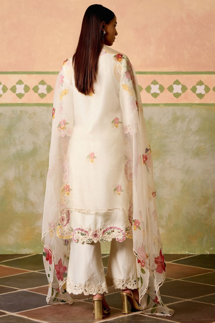Ivory floral print dupatta