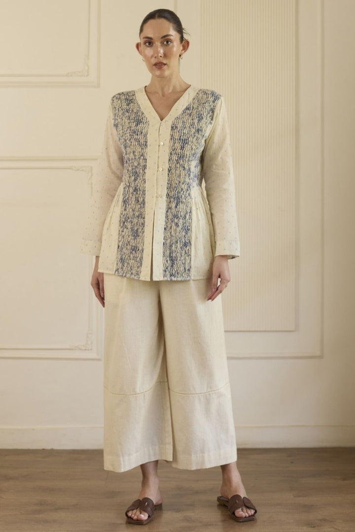 White & Blue Top With Pants Set