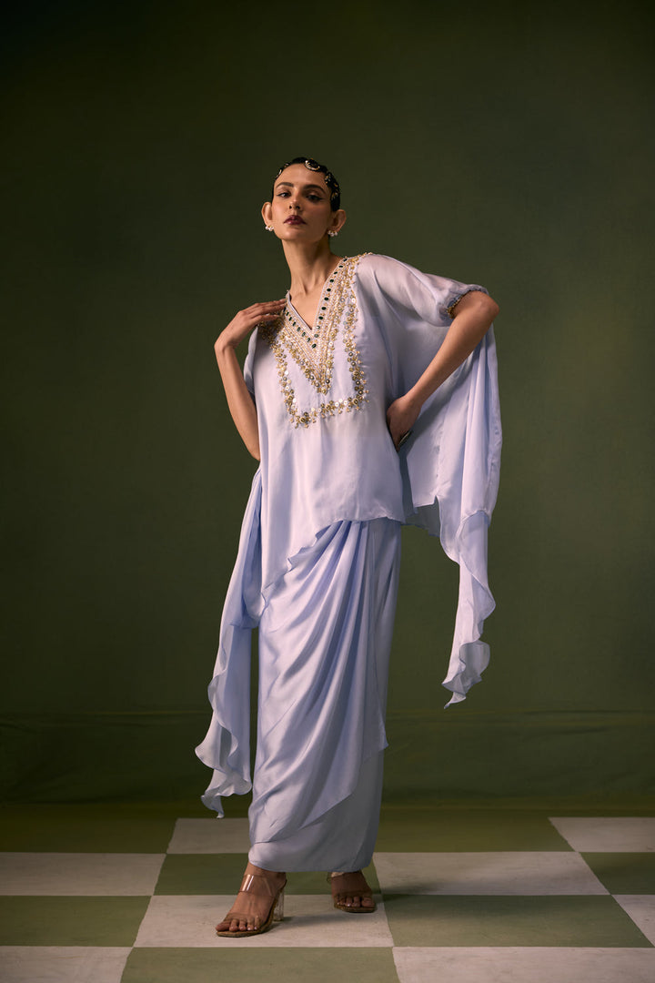 Cove Ice Blue Antifit Asymmetric Top with Wrap Skirt