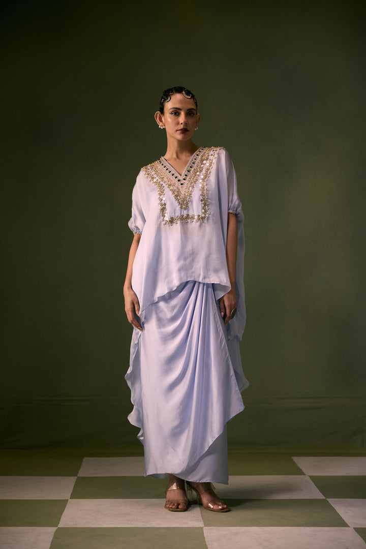 Cove Ice Blue Antifit Asymmetric Top with Wrap Skirt