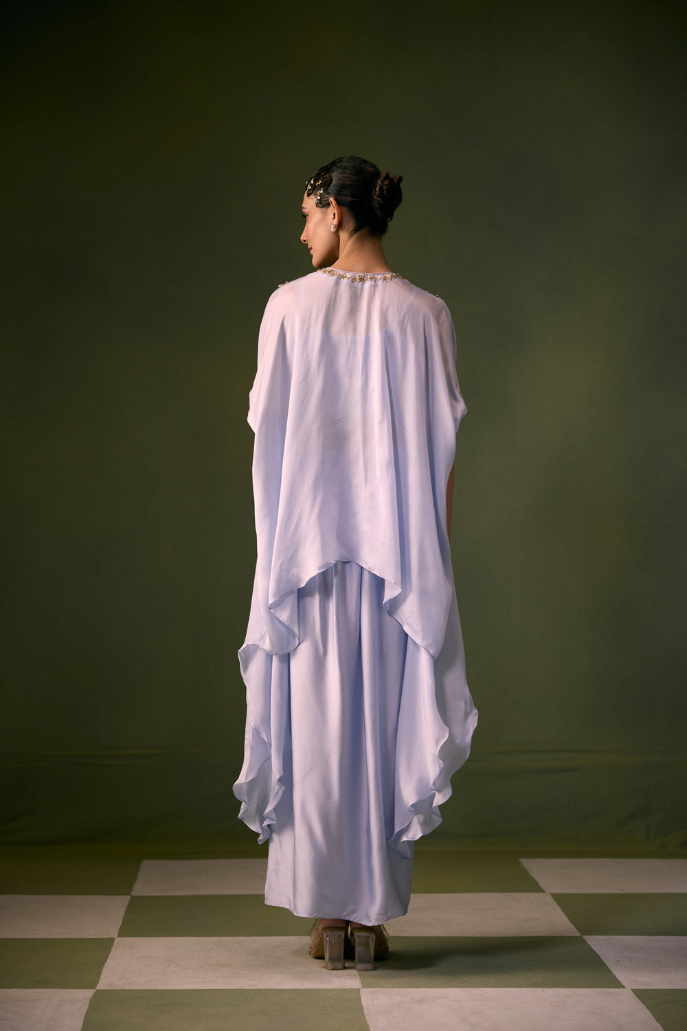 Cove Ice Blue Antifit Asymmetric Top with Wrap Skirt
